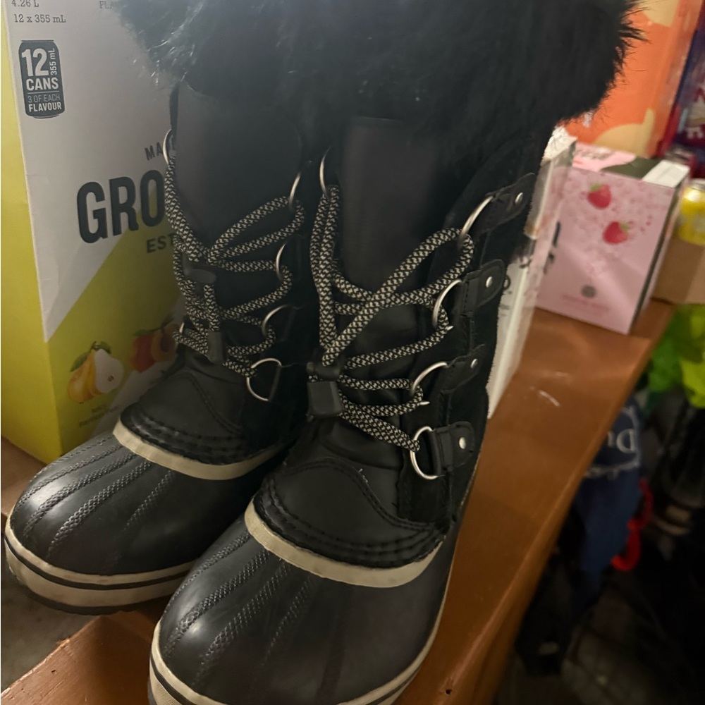 Sorel Gray Faux Fur Boots